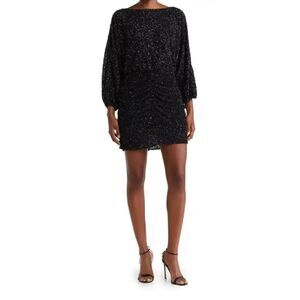 ba&sh Scarlet Black Sequin Long Sleeve Mini Dress NWOT Size 0